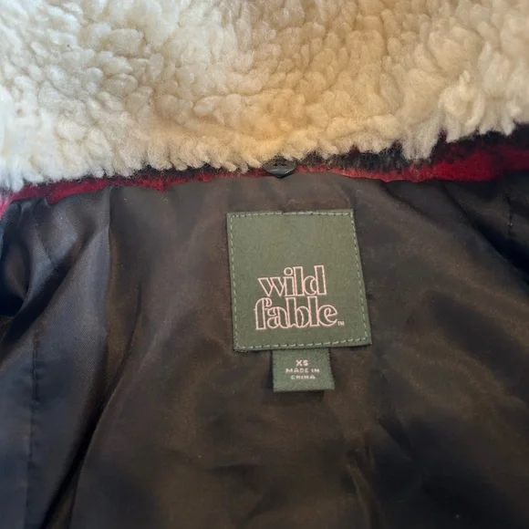 Wild Fable Red Plaid Bomber Jacket w/ Removable Fleece Collar - Picture 8 of 9